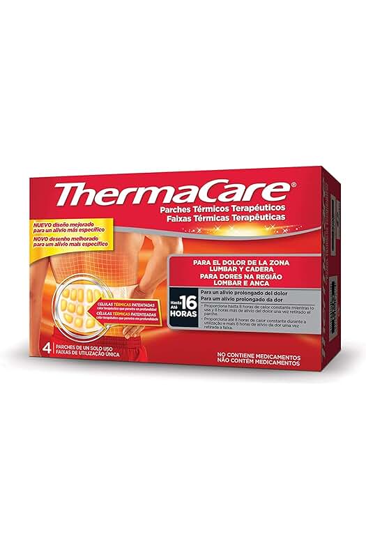 Parches de Calor Adhesivos Terapéuticos para Aliviar el Dolor Lumbar y de Cadera - 4 Parches.