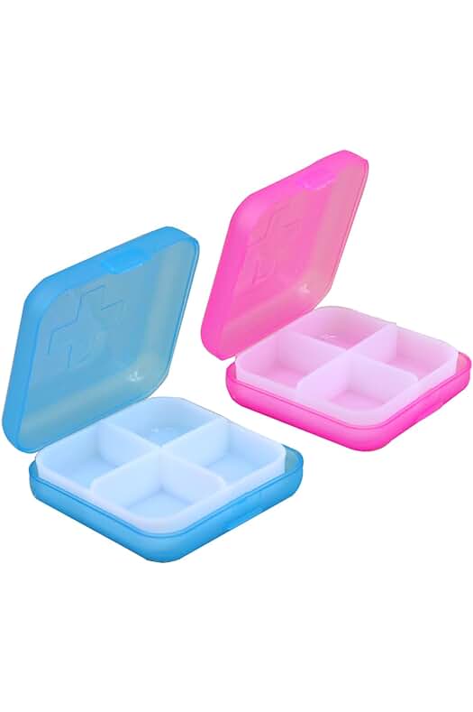 Pastillero de plástico diario - Organizador portátil de medicamentos con recordatorio de pastillas.