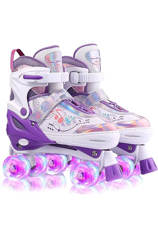 Patines de 4 ruedas luminosas para niñas de 3 años, ajustables y cómodos