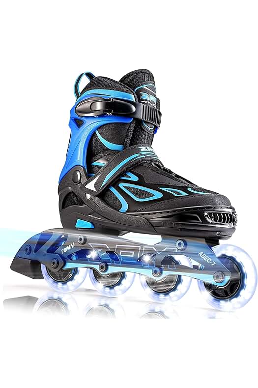 Patines en línea ajustables con ruedas LED para diversión y seguridad en niños y adolescentes.