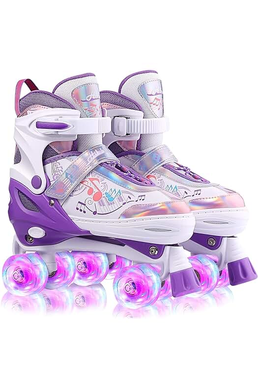 Patines Roller Ajustables con Iluminación LED para Niñas Principiantes (27-30) - Hikole