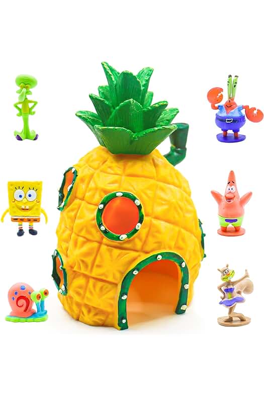 Pecera Pequeña: Juego de Decoración de Acuario de Bob Esponja para Acuarios de Tortugas y Peces Pequeños