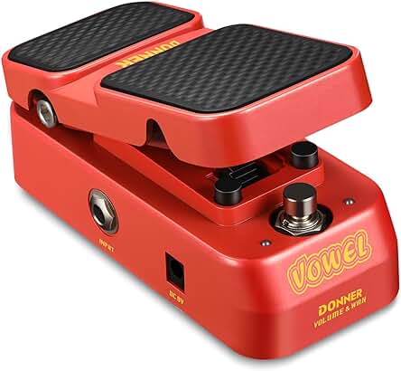 Pedal Wah para guitarra eléctrica Donner, Mini pedal de efecto vintage con control de volumen activo.