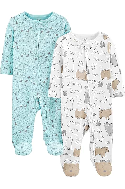 Pelele de algodón cómodo y versátil para bebés, Pack de 2 - Simple Joys by Carters.