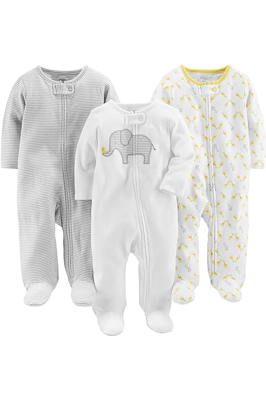 Pelele de algodón unisex para bebés: Pack de 3 prendas cómodas y versátiles.