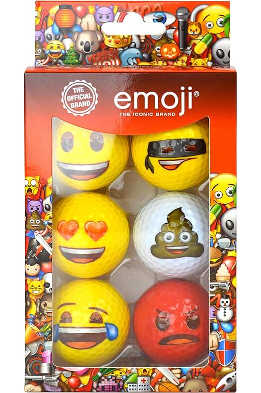 Pelotas de Golf Emoji - Paquete de 6, Diviértete en el Campo, Multicolor.