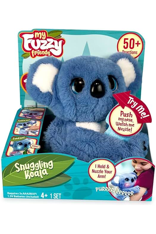 Peluche interactivo My Fuzzy Friends - Koala: más de 50 reacciones, incluye biberón, 26 cm alto.