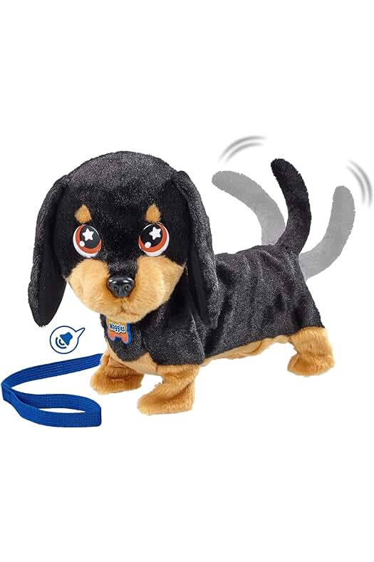 Peluche interactivo Waggles, perfecto para los amantes de los perros salchicha. ¡Divertido y realista!