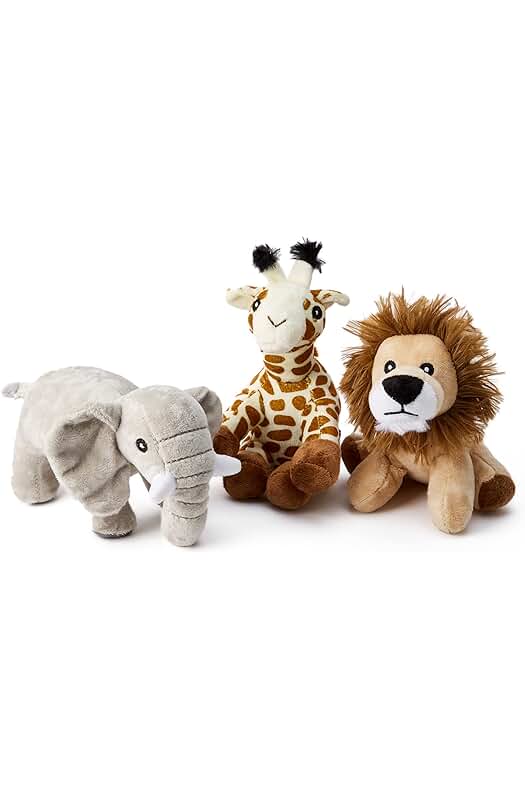 Peluche Suave de Safari para Recién Nacido - Elefante, Jirafa y León (5-6 Pulgadas)