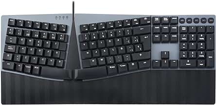 Perixx PERIBOARD-535RD: Teclado mecánico ergonómico de perfil bajo con teclas macro programables