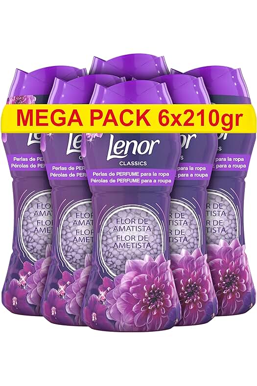 Perlas de Perfume Lenor: Frescura y Aroma Duradero para tu Ropa, 90 Lavados (Pack 6 x 210 gr)