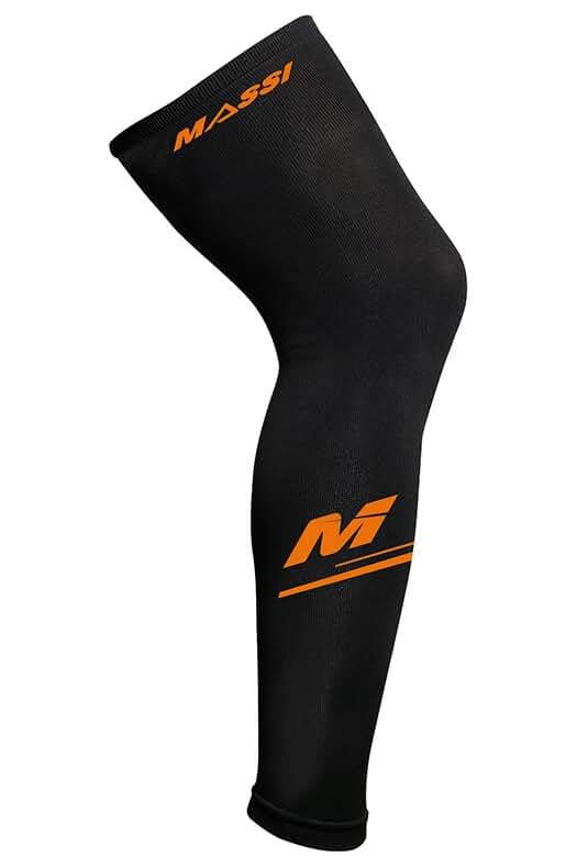 Perneras de ciclismo Massi Adur en negro y naranja flúor para adultos, talla única.