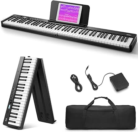 Piano digital plegable de 88 teclas con Bluetooth y bolsa de transporte, ideal para principiantes