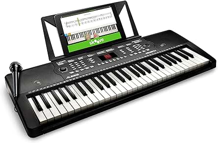 Piano Eléctrico Portátil Alesis Melody 54 - Teclado 54 teclas con altavoces, micrófono y atril.