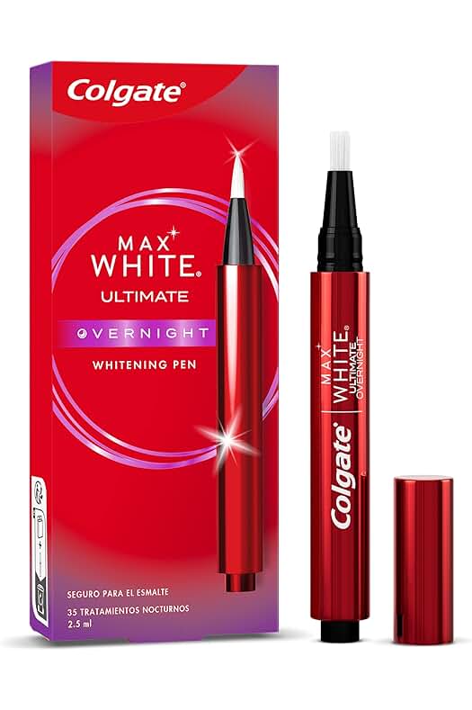 Pincel Blanqueador Max White Overnight Colgate, el secreto para un blanqueamiento dental nocturno efectivo.