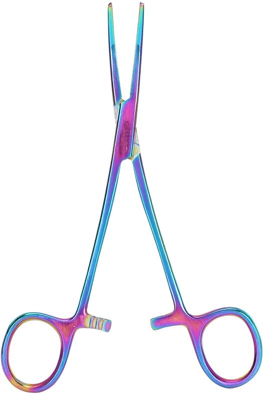 Pinzas depilatorias para orejas de mascotas, diseño curvo y colorido, herramienta de limpieza y aseo.