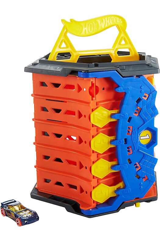 Pista portátil Hot Wheels para coches de juguete con vehículo incluido.