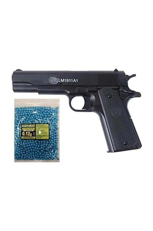 Pistola Airsoft COLT® 1911 con tobogán de metal y 1000 bolas de PVC Valhalla 0.12GR 6mm