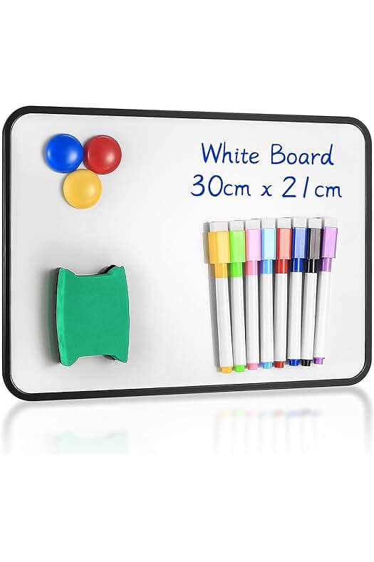 Pizarra Blanca A4 de Doble Cara con Accesorios, Ideal para Escuela, Hogar y Oficina.