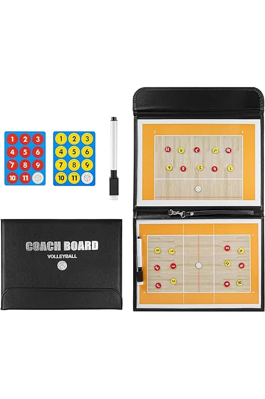 Pizarra táctica de voleibol magnética con imanes y lapiceros para entrenadores y árbitros.