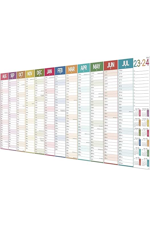 Planificador de Pared 2023-2024 - Calendario de Pared Grande y Colorido para el próximo año.