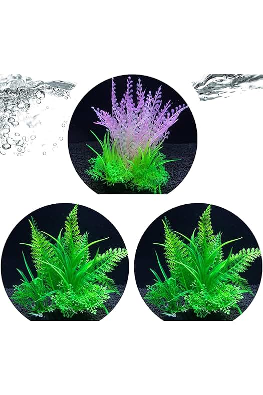 Plantas acuáticas artificiales: Conjunto de 3 piezas para la decoración de acuarios y peceras.