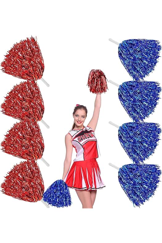 Pompones de animadora para fiestas y cheerleading, set de 12 piezas en 2 colores.