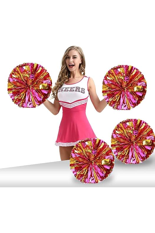 Pompones de Porristas Metálicos - Accesorios Deportivos para Animadoras y Equipo de Porristas.