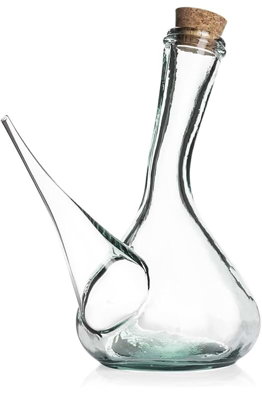 Porron de Vidrio Artesano: Elaborado a mano con vidrio 100% reciclado, perfecto para degustar vinos.