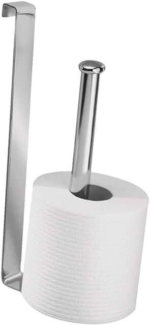 Porta Rollos Papel Higiénico: Elegante colgador vertical de acero para 2 rollos, plateado.