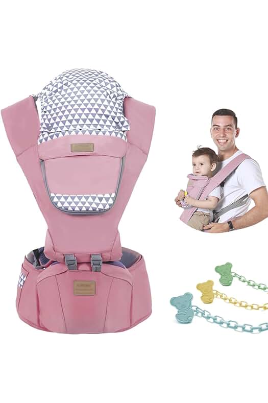 Portabebés ergonómico y transpirable en rosa para mayor comodidad y seguridad del bebé.