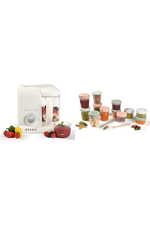 Procesador de alimentos para bebés BÉABA, Babycook Solo, vaporizador, blanco/plateado + accesorios ecológicos