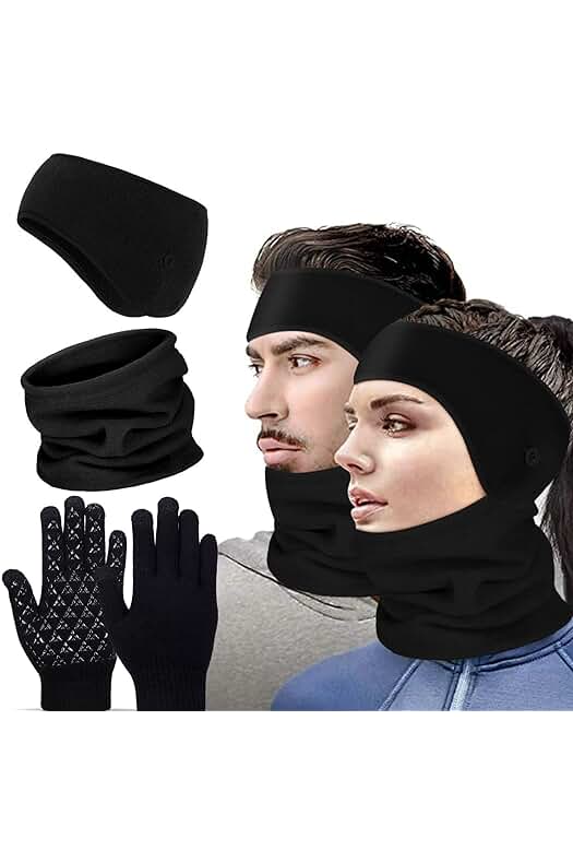 Protector térmico para el invierno: Calentador de cuello y orejeras para deportes al aire libre.