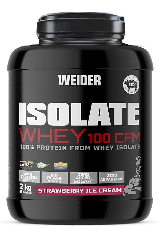 Proteína de suero de alta calidad - Weider Isolate Whey 100CFM, sin azúcar ni aspartamo.