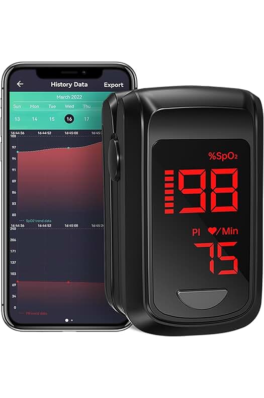 Pulsioxímetro de dedo HOLFENRY: Monitor de saturación de oxígeno y pulso con Bluetooth