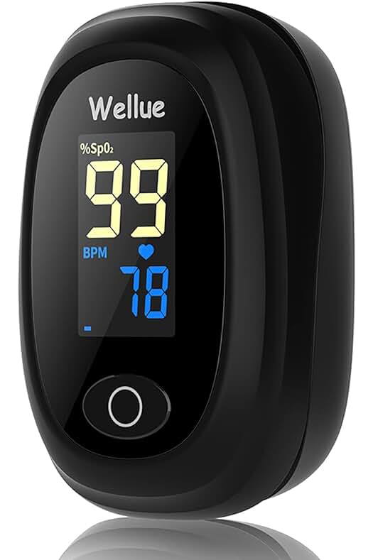 Pulsioxímetro de Dedo: Monitor de Oxígeno Portátil con Pantalla LED, para Adultos y Niños, Negro.