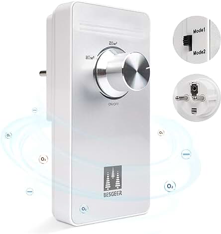 Purificador de aire con tecnología de ozono para eliminar olores y purificar ambientes - blanco.