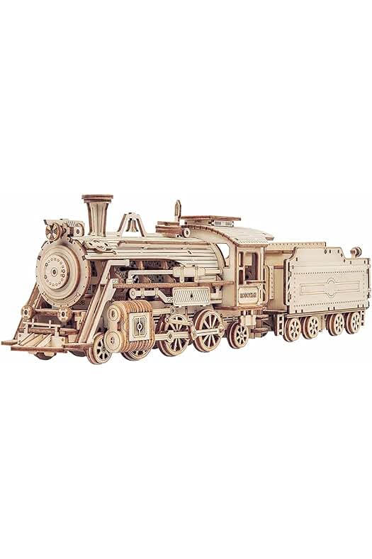 Puzzle 3D Tren de Madera Robotime: Maqueta de Construcción y Montaje Mecánico con Corte Láser.
