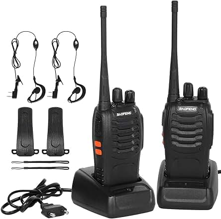 Radiocomunicadores Profesionales Recargables con Antorcha de LED, VHF, 16 Canales, Rojo