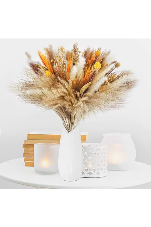 Ramos de Flores Secas Naturales para Decoración Boho, 100 Piezas de Hierba de Pampa Esponjosas