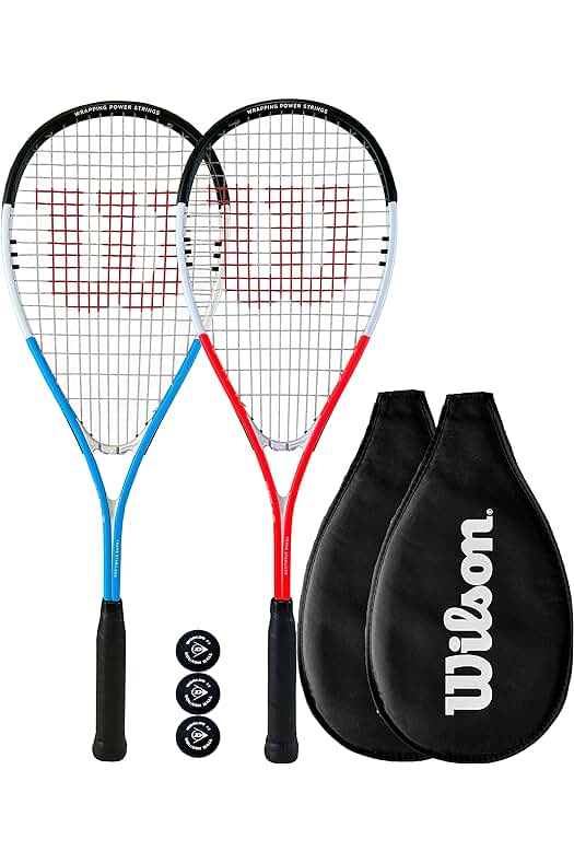 Raqueta de squash Wilson XP con funda y 3 pelotas de alta calidad.