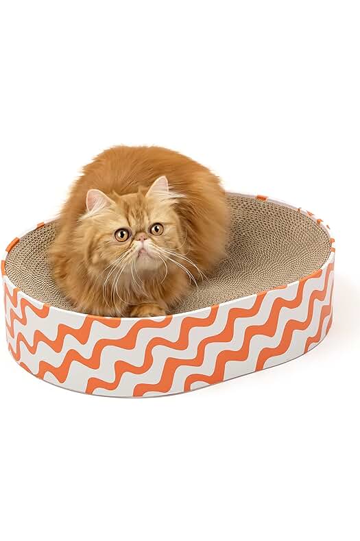 Rascador de Gatos Ovalado 2 en 1 con Salón Ondulado y Muebles para Sofá