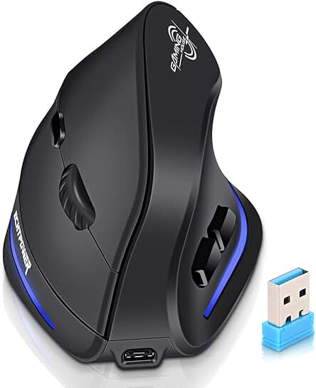 Ratón Ergonómico Inalámbrico ECHTPower, Diseño Vertical, 2.4G Óptico, 3 Niveles dpi Ajustables