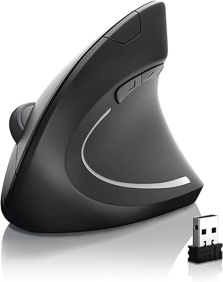 Ratón ergonómico inalámbrico Gembird musw-ergo-01 - diseño vertical, 1600 dpi, negro