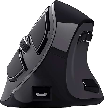 Ratón Ergonómico Inalámbrico Vertical Recargable para Ordenador Portátil/PC/Mac/Macbook/Chromebook, Negro
