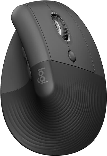 Ratón ergonómico vertical Logitech Lift, inalámbrico, silencioso, compatible con Windows/macOS/iPadOS - Grafito