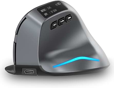 Ratón inalámbrico recargable con pantalla LED, Bluetooth y 8 botones para gaming.