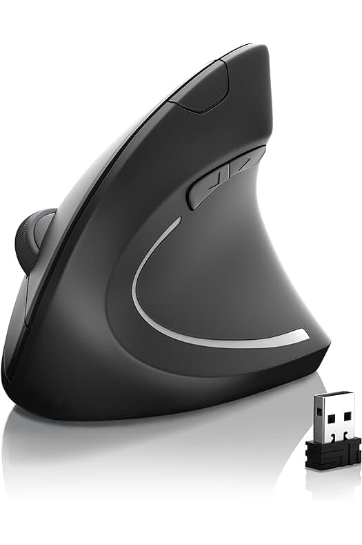 Ratón Vertical Inalámbrico - Diseño Ergonómico para Prevenir Lesiones - 5 Botones Fáciles de Usar.