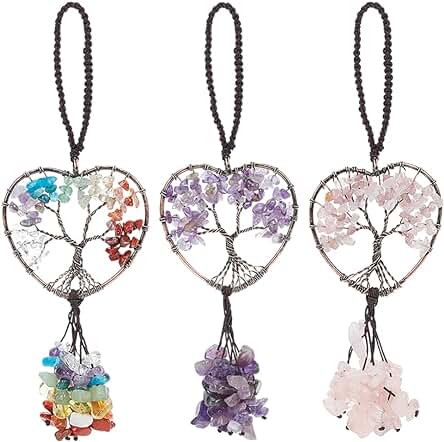 Árbol de la Vida Chakras: Adorno colgante de coche para meditación, yoga y decoración espiritual.