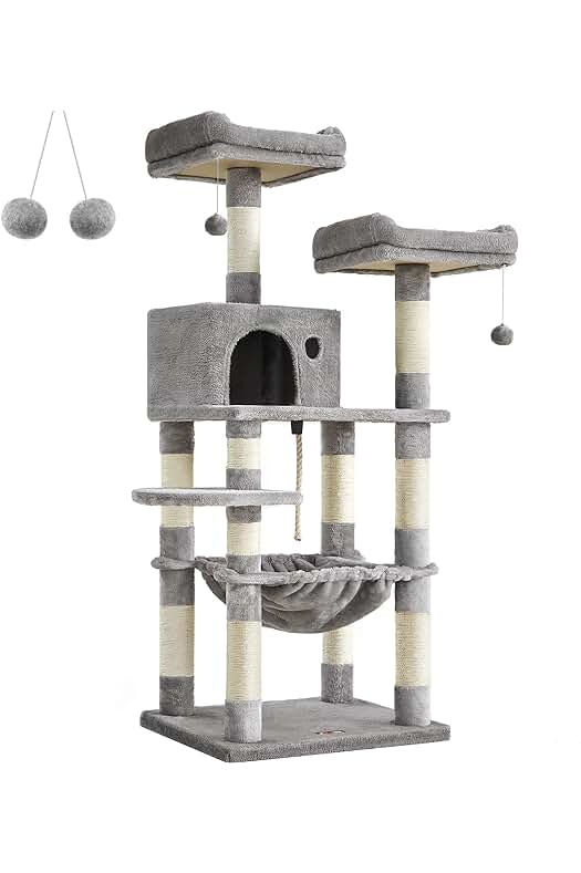 Árbol para Gatos Multinivel con Rascadores y Accesorios - Modelo Gris Claro PCT15W
